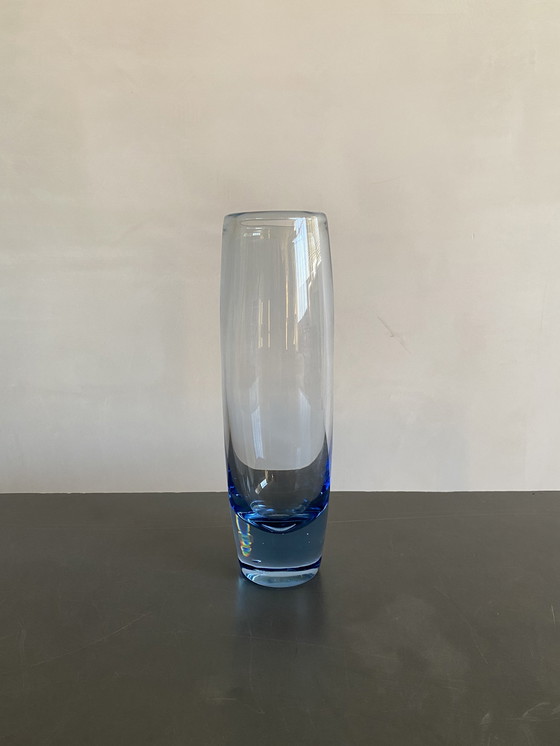 Image 1 of Per Lütken for Holmegaard Blue Glass Vase, Denmark, 1950s