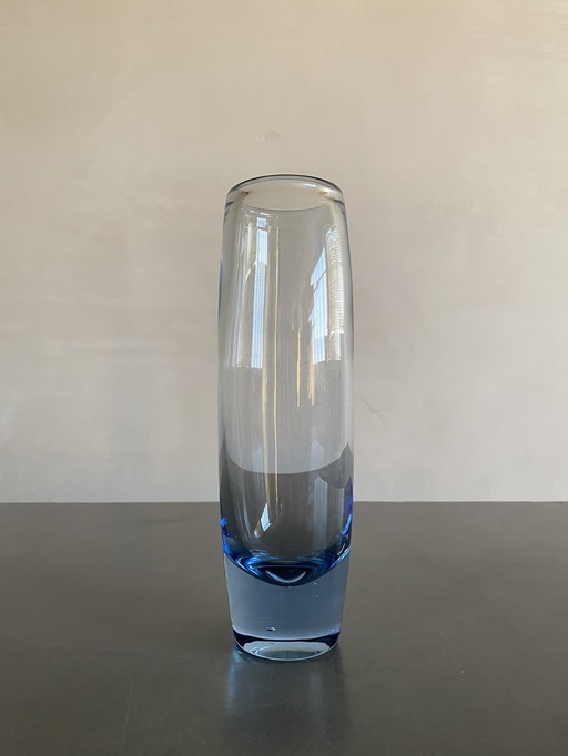 Per Lütken for Holmegaard Blue Glass Vase, Denmark, 1950s