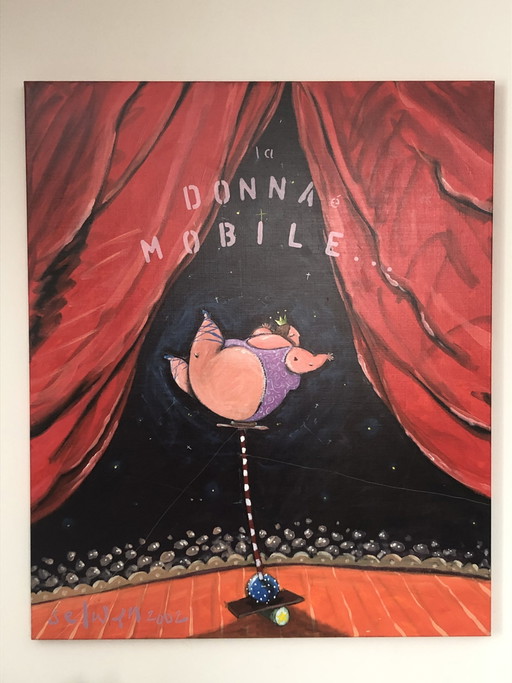 Selwyn Senatori La Donna e Mobile 2002 Origineel schilderij – schilderijen tekeningen, Canvas, Figuratief