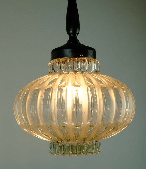 Image 1 of mid century pendant lamp bubble glass satin glass 1960s