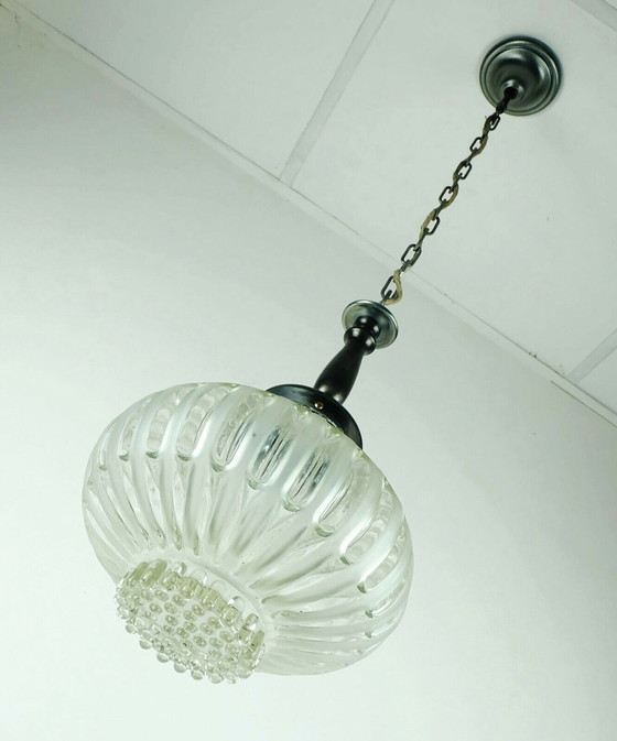 Image 1 of mid century pendant lamp bubble glass satin glass 1960s