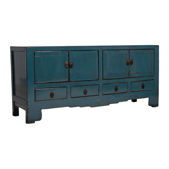 Image 1 of Chinese TV sideboard in turquoise lacquer