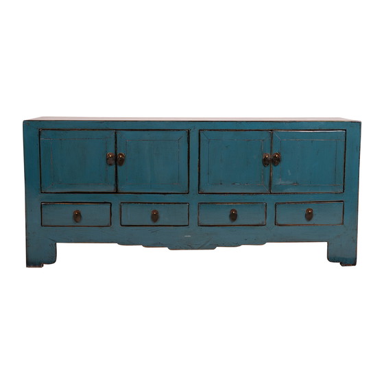 Image 1 of Buffet TV chinois en laque turquoise