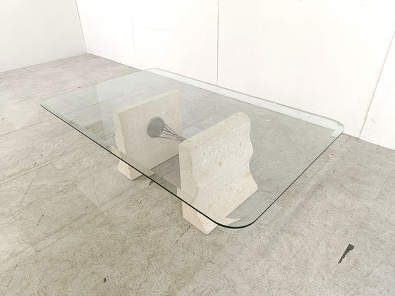 Image 1 of Vintage lime stone coffee table, 1990s