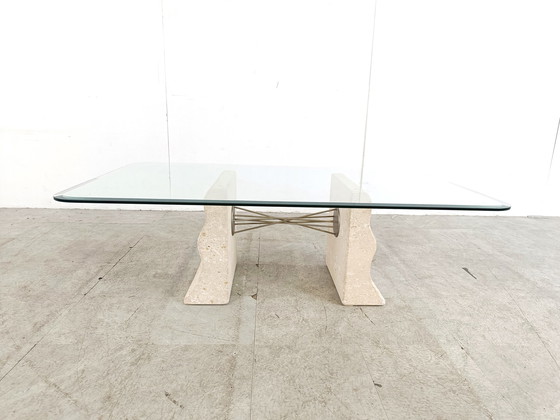 Image 1 of Vintage lime stone coffee table, 1990s