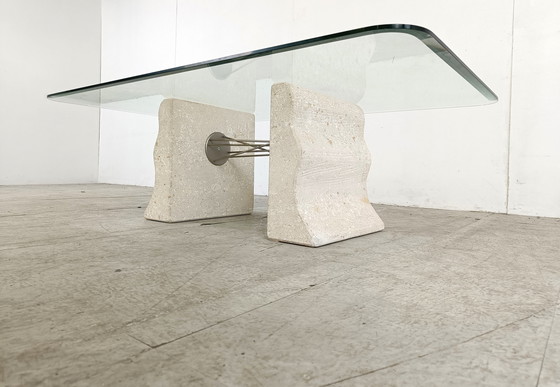 Image 1 of Vintage lime stone coffee table, 1990s