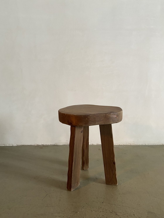 Image 1 of Mid-Century Free Form Wooden Tripod Stool