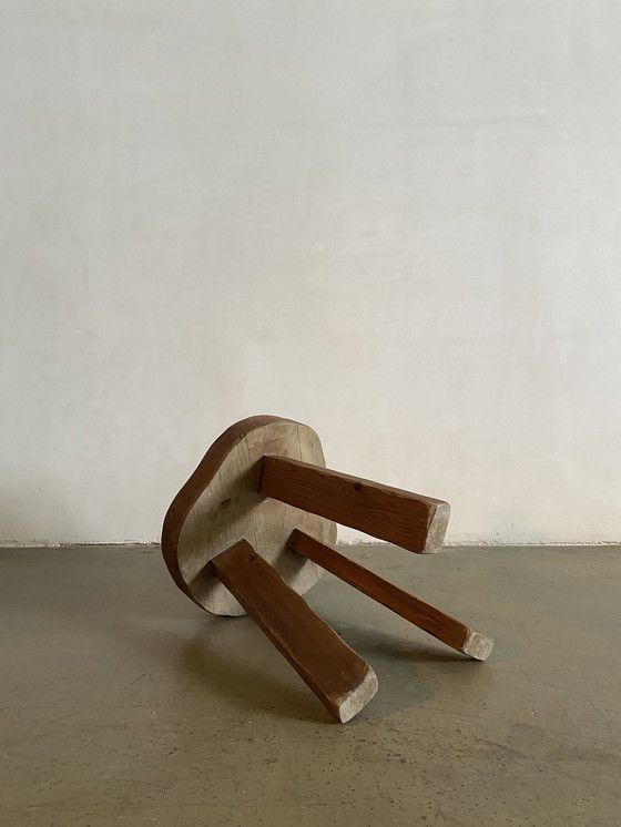 Image 1 of Mid-Century Free Form Wooden Tripod Stool