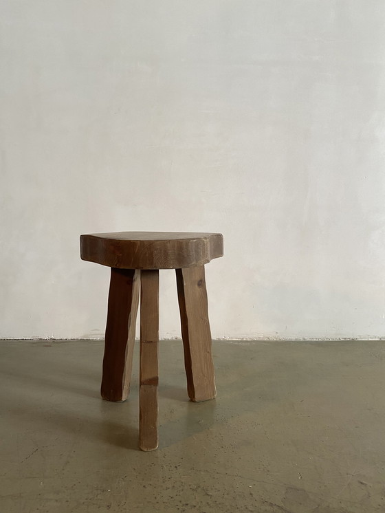 Image 1 of Mid-Century Free Form Wooden Tripod Stool