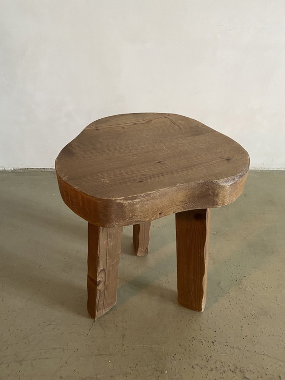 Image 1 of Mid-Century Free Form Wooden Tripod Stool