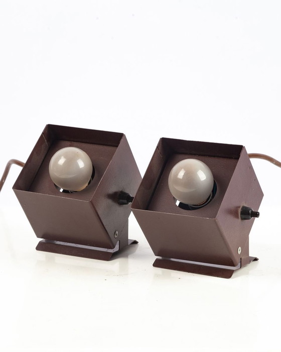 Image 1 of Brown German Cube Table lamps, 1960s, set of 2