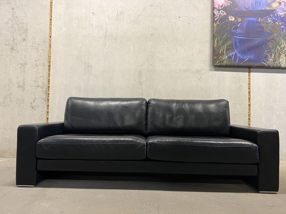 Image 1 of Rolf Benz 3 seater sofa black leather L225