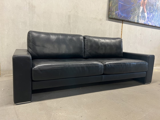 Image 1 of Rolf Benz 3 seater sofa black leather L225