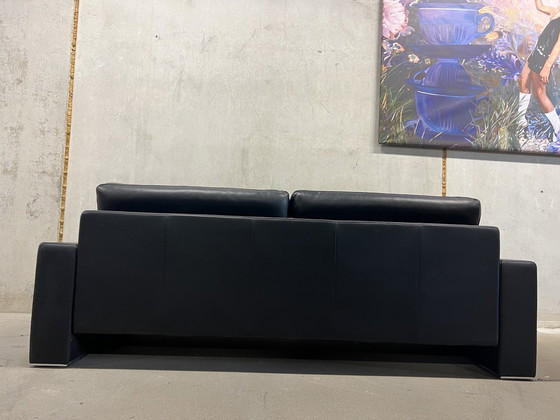 Image 1 of Rolf Benz 3 seater sofa black leather L225