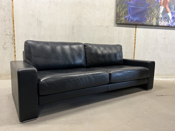 Image 1 of Rolf Benz 3 seater sofa black leather L225