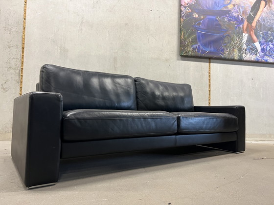 Image 1 of Rolf Benz 3 seater sofa black leather L225