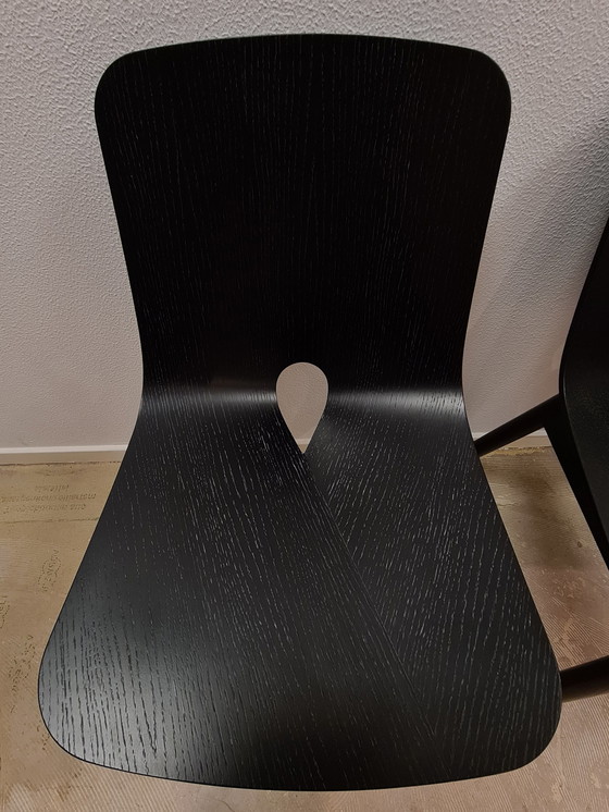 Image 1 of 4x WOUD Mono Dining Chair Black Solid Oak