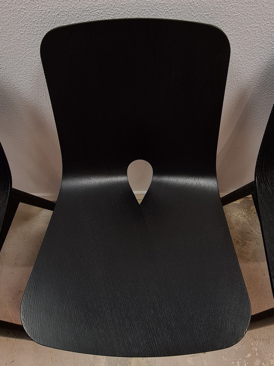 Image 1 of 4x WOUD Mono Dining Chair Black Solid Oak