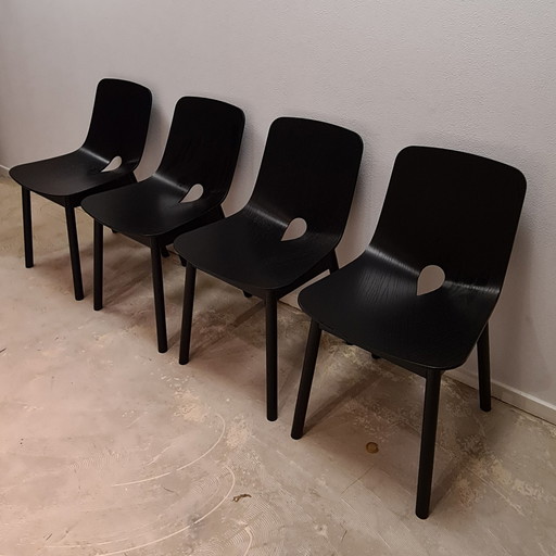 4x WOUD Mono Dining Chair Black Solid Oak