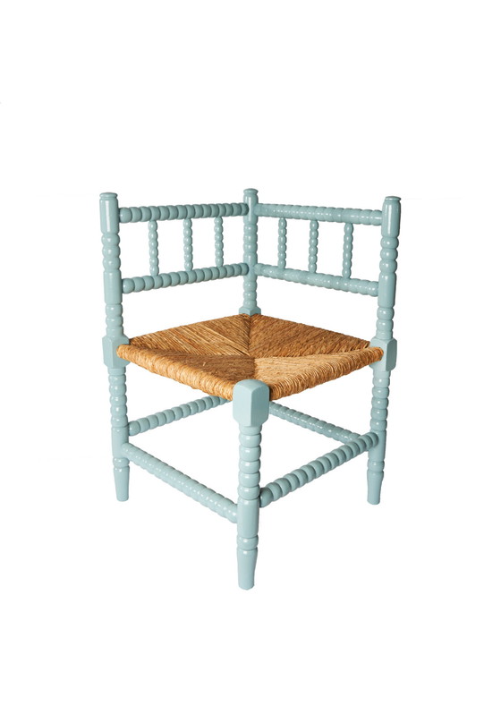 Image 1 of Bobbin corner chair blue