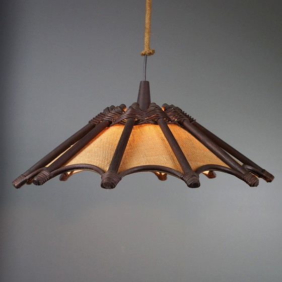 Image 1 of Lampe suspendue manou en rotin, bois et jute