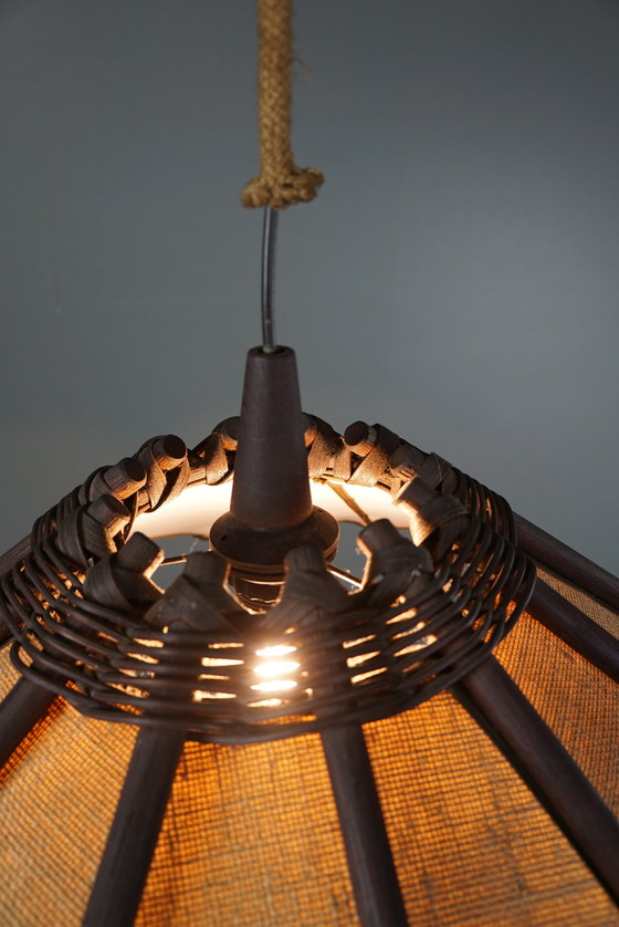 Image 1 of Rattan manou hanging lamp with wood and jute