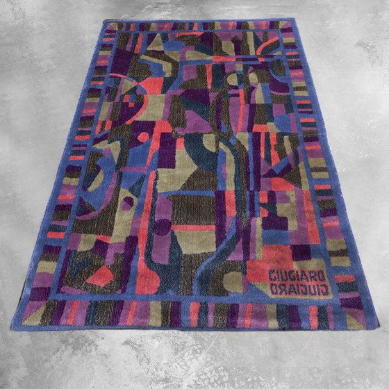 Image 1 of 1990s Gorgeous Rug by Giorgetto Giugiaro for Paracchi. Pure wool. Made in Italy