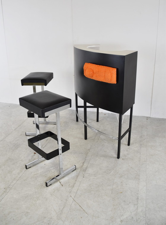 Image 1 of Vintage illuminated bar with stools, 1970s