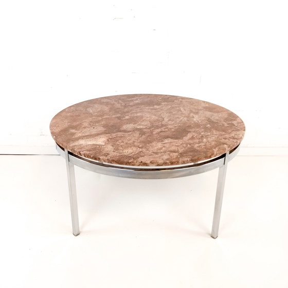 Image 1 of Vintage coffee table pink / red marble with chrome