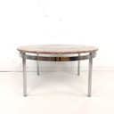 Table basse vintage en marbre rose/rouge avec chrome