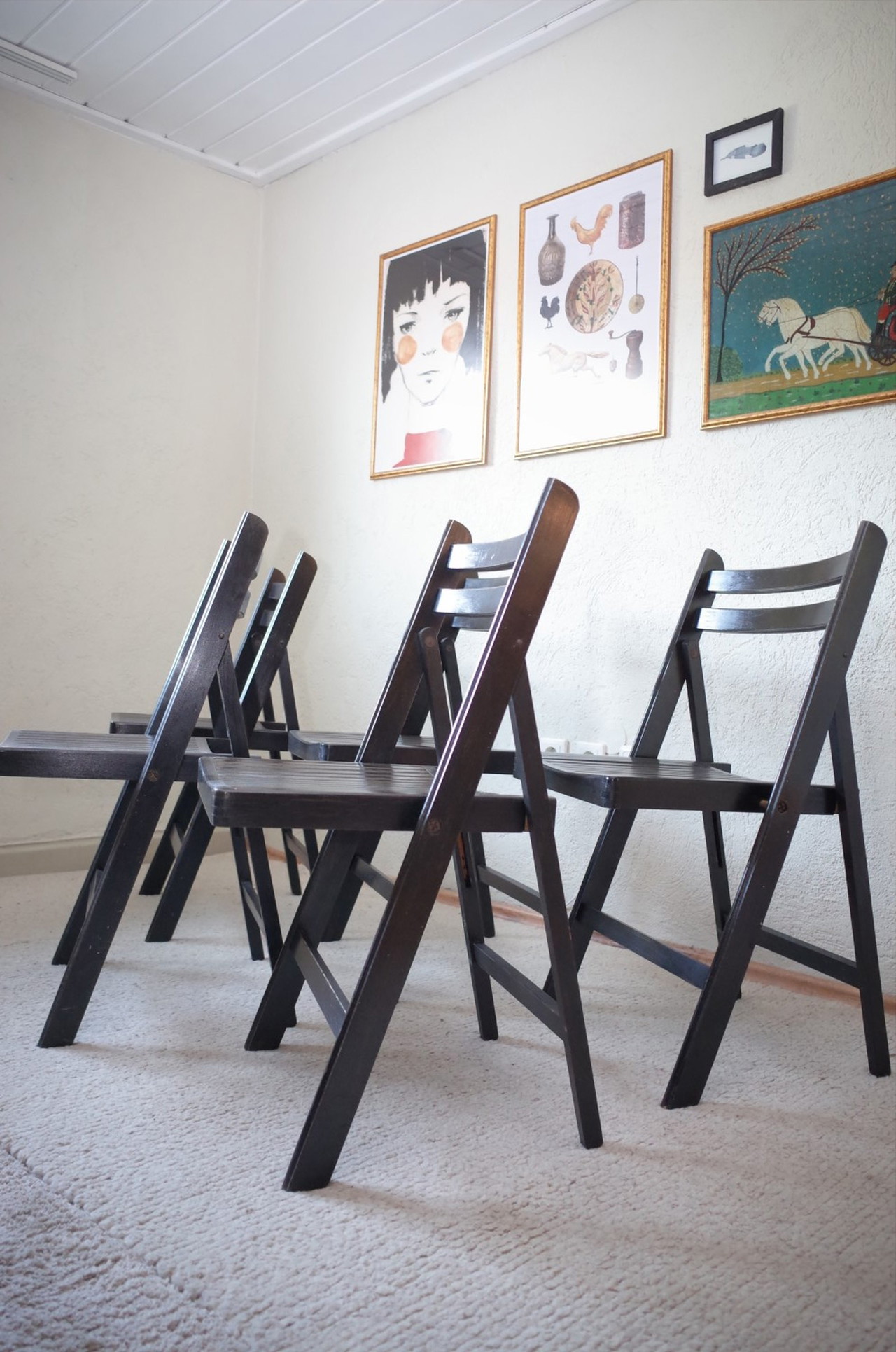 5x Vintage Folding chairs painted black chairs €510 Whoppah