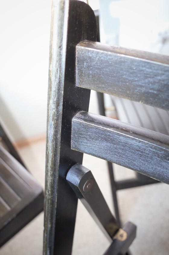 Image 1 of 5x Chaises pliantes vintage laquées noir Chaises