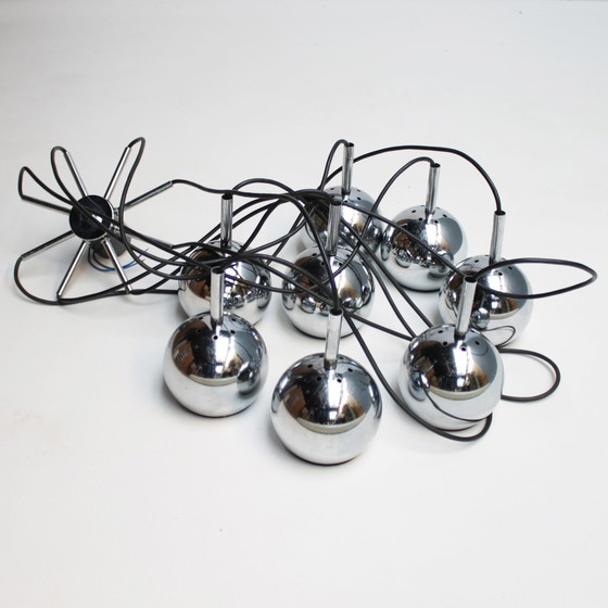 Image 1 of Mid Century Eight-Light Cascading Chandelier in Chrome