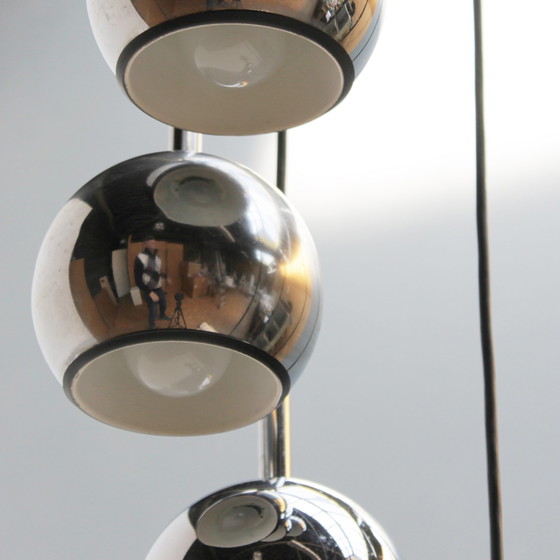 Image 1 of Mid Century Eight-Light Cascading Chandelier in Chrome