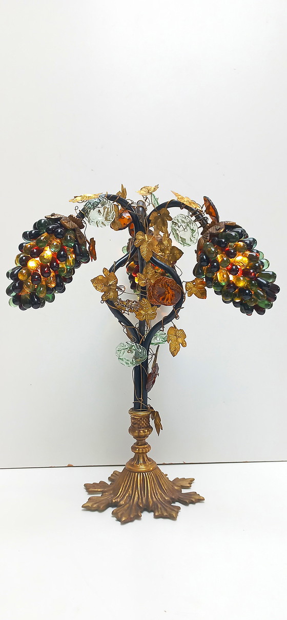 Image 1 of Mid Century Murano Grape Table Lamp