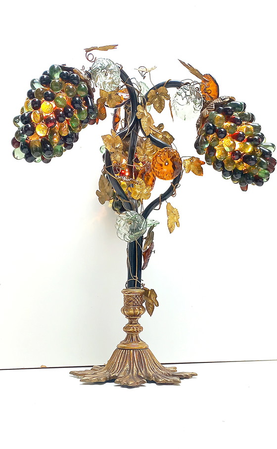 Image 1 of Mid Century Murano Grape Table Lamp