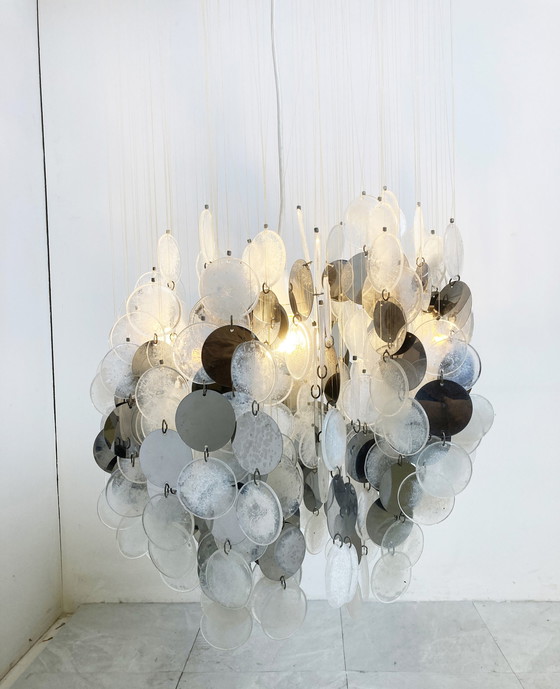 Image 1 of Mid century glass chandelier