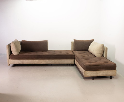 Ligne Roset Chocolate Brown Sofa / Daybed with Matching Cushions. Set of 2. France, 1990s.