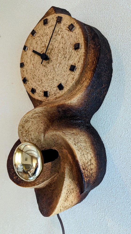 Image 1 of Brutalist wall clock/lamp