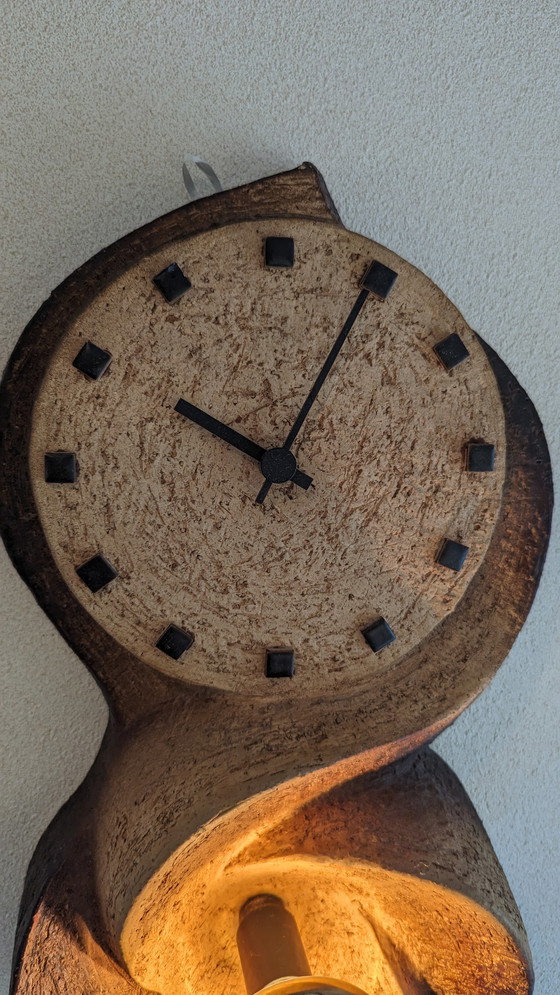 Image 1 of Brutalist wall clock/lamp