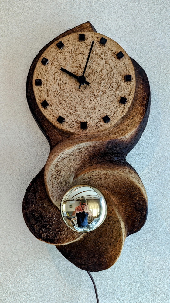 Image 1 of Brutalist wall clock/lamp