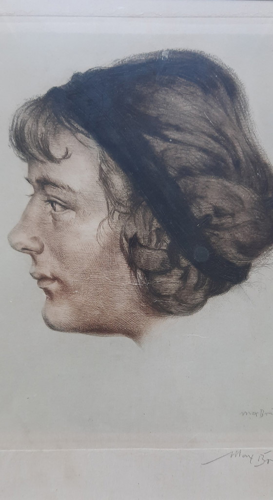 Image 1 of Etching by Max Brüning - Junge Frau