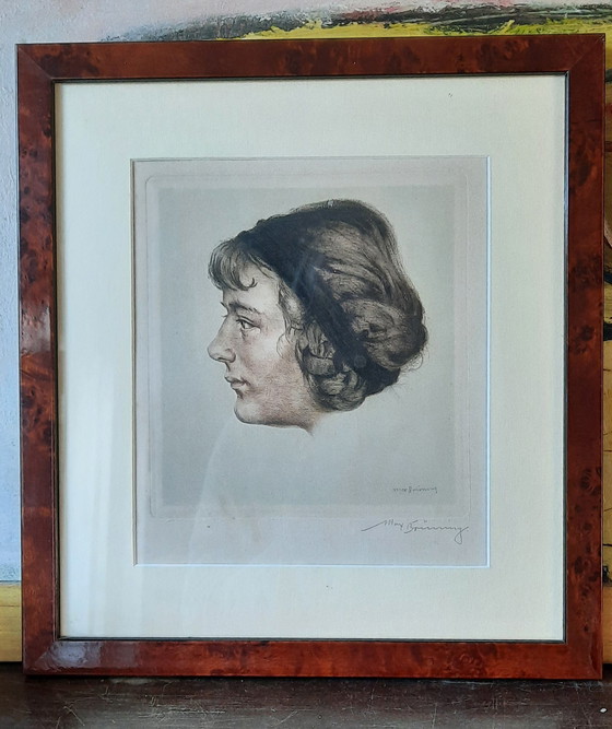 Image 1 of Etching by Max Brüning - Junge Frau