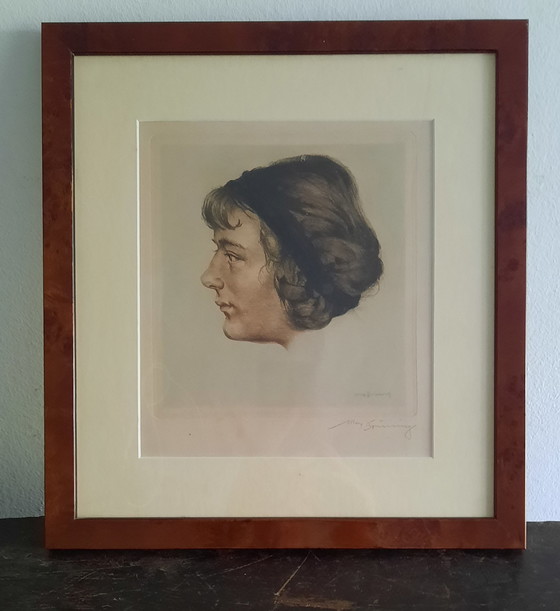 Image 1 of Etching by Max Brüning - Junge Frau