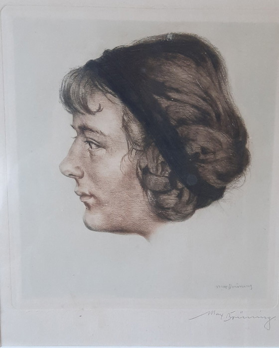 Image 1 of Etching by Max Brüning - Junge Frau