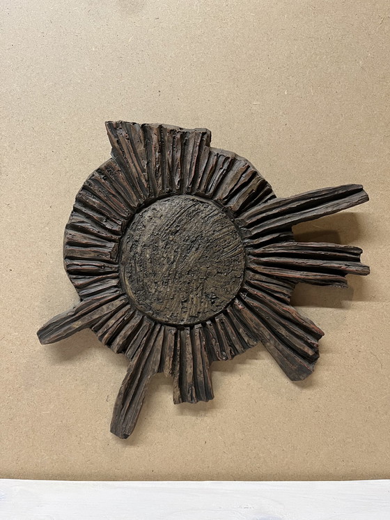 Image 1 of Vintage brutalist sunburst wall sculpture