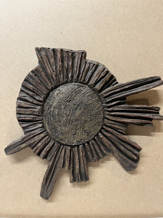 Image 1 of Vintage brutalist sunburst wall sculpture