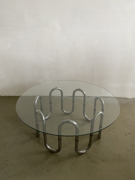 Image 1 of Gabetti & Isola Sidetable with Flexible Chrome Legs and Wooden Connections, Italy, 1950s