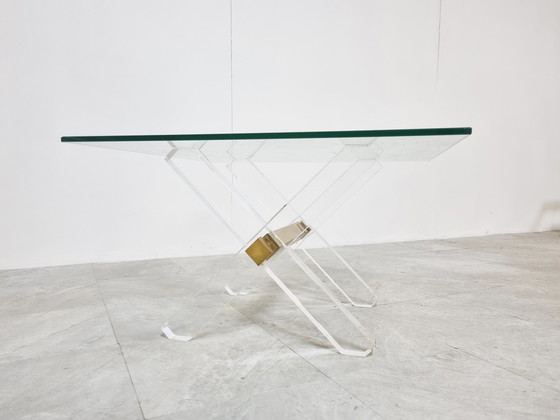 Image 1 of Brass and lucite coffee table, 1970s