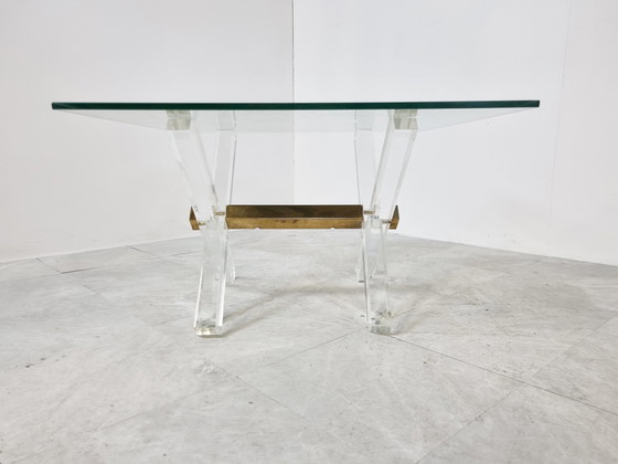 Image 1 of Brass and lucite coffee table, 1970s